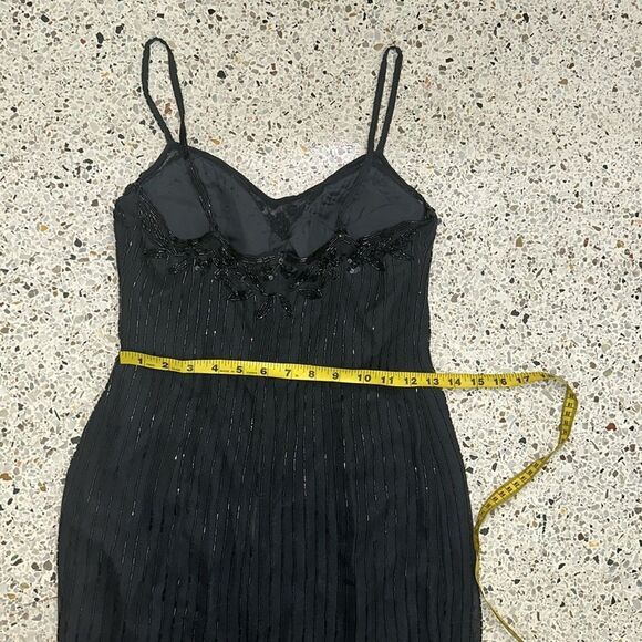 Lillie Rubin silk black beaded gown dress maxi dress 6 - Picture 7 of 10